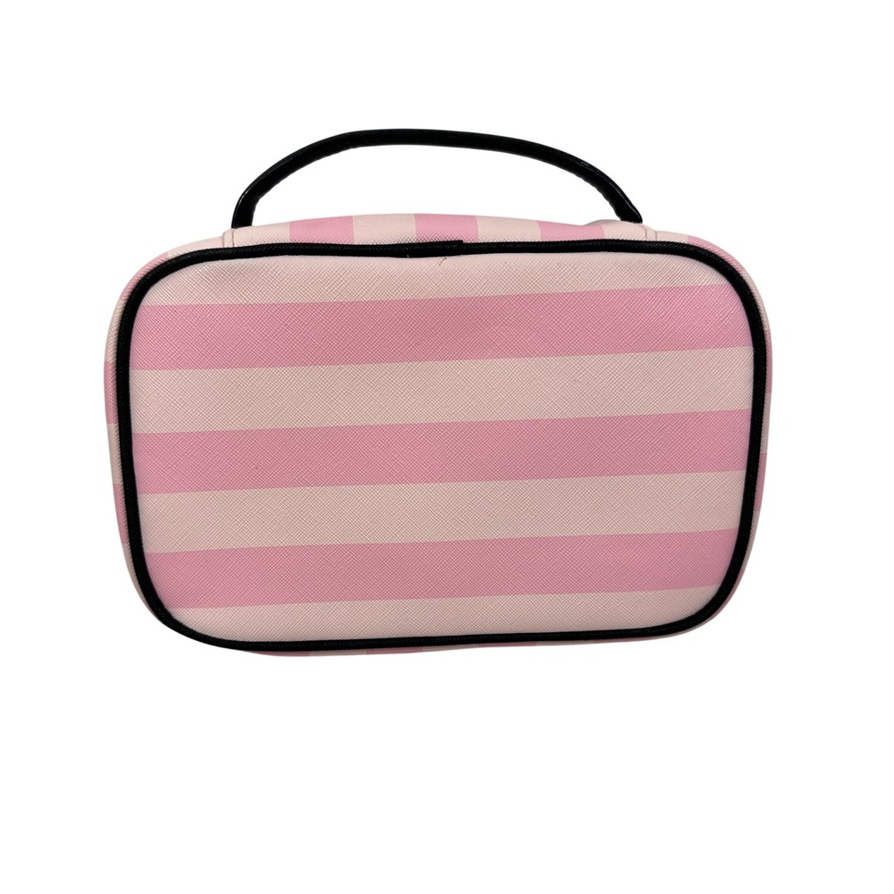 Victorias Secret Pink Striped Greetings From Tropical Makeup Travel Bag Case - Picture 4 of 9